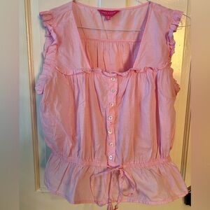 Women's Simply Southern Smocked Blouse Peony Pink Size XL